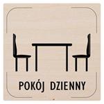 Ceduľka na dvere - Denná miestnosť - piktogram, drevená tabuľka, 80 x 80 mm