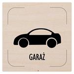 Ceduľka na dvere - Garáž - piktogram, drevená tabuľka, 80 x 80 mm
