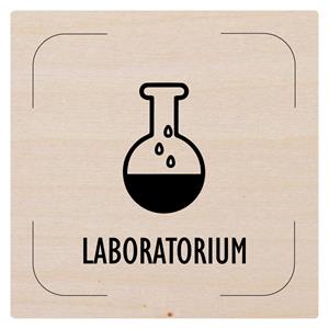 Ceduľka na dvere - Laboratórium - piktogram, drevená tabuľka, 80 x 80 mm