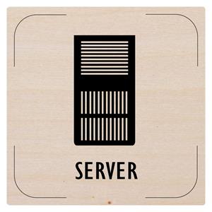 Ceduľka na dvere - Server - piktogram, drevená tabuľka, 80 x 80 mm