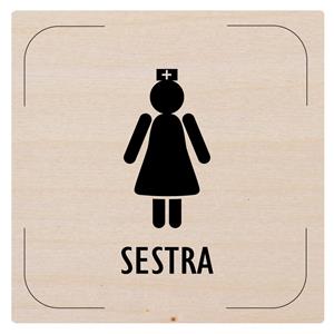 Ceduľka na dvere - Sestra - piktogram, drevená tabuľka, 80 x 80 mm
