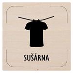 Ceduľka na dvere - Sušiareň - piktogram, drevená tabuľka, 80 x 80 mm