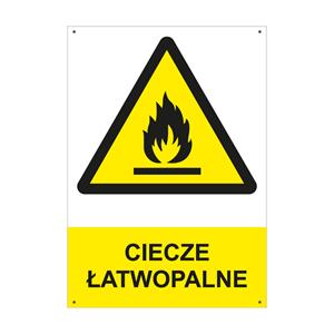 CIECZE ŁATWOPALNE - znak BHP z dziurkami, płyta PVC A4, 2 mm
