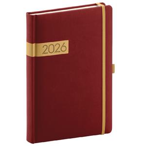 Denný diár 2026 A5 Twill - bordó-zlatá