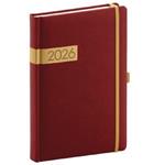 Denný diár 2026 A5 Twill - bordó-zlatá