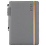 Diár AMOS denný A5 2027 polský - sivá/oranžová gumička