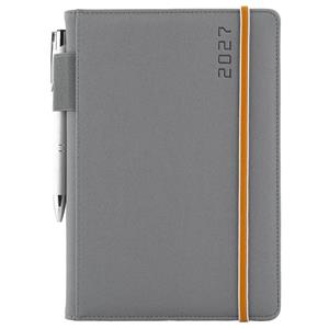 Diár AMOS týždenný A5 2027 český - sivá/oranžová gumička
