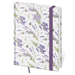 Diár denný B6 2026 Vario - Lavender s gumičkou