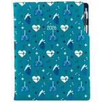 Diár DESIGN denný A4 2026 český - tyrkysová- Doktor - srdce