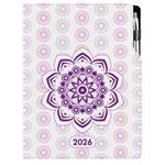 Diár DESIGN denný A4 2026 - Mandala fialová