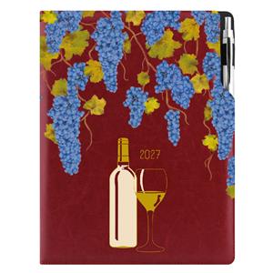 Diár DESIGN denný A4 2027 český - bordová - Víno