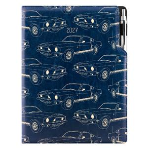 Diár DESIGN denný A4 2027 český - modrá - Mustang