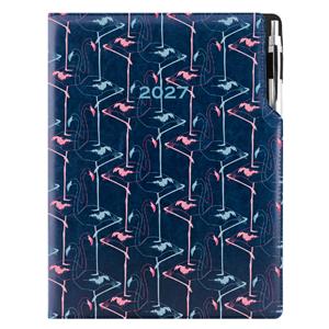 Diár DESIGN denný A4 2027 - modrá - Flamingo