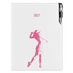Diár DESIGN denný A4 2027 polský - biela - Golf žena