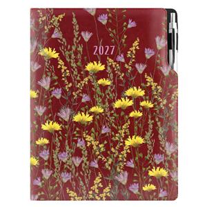Diár DESIGN denný A4 2027 poľský - borodová - Lúka