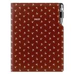 Diár DESIGN denný A4 2027 poľský - hnedá - biely kvet