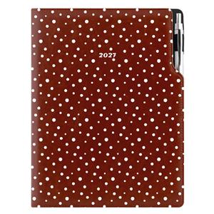 Diár DESIGN denný A4 2027 poľský - hnedá - bodky