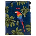 Diár DESIGN denný A4 2027 poľský - modrá - papagáj