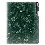 Diár DESIGN denný A4 2027 - zelená - Kvety