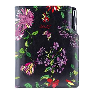 Diár DESIGN denný A5 2027 slovenský - čierna - Kvety