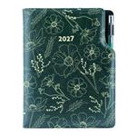 Diár DESIGN denný A5 2027 slovenský - zelená - Kvety