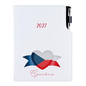 Diár DESIGN denný B6 2027 - biela - Česko - vlajka
