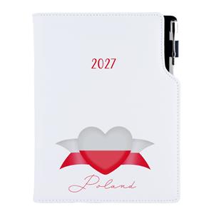 Diár DESIGN denný B6 2027 - biela - Poľsko - vlajka