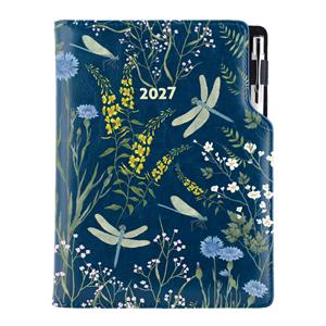 Diár DESIGN denný B6 2027 - modrá - Vážky