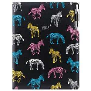 Diár DESIGN týždenný A4 2026 polský - čierna - zebra