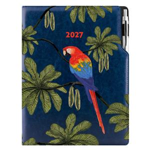 Diár DESIGN týždenný A4 2027 - modrá - Papagáj
