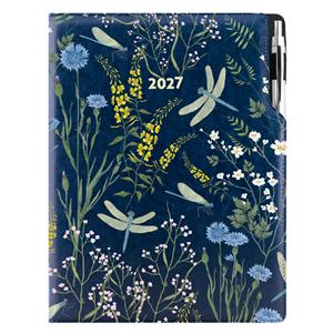 Diár DESIGN týždenný A4 2027 poľský - modrý - vážky