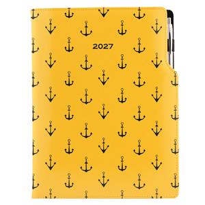Diár DESIGN týždenný A4 2027 - žltá - Námorník - kotvy