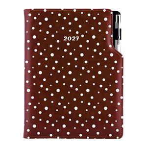Diár DESIGN týždenný A5 2027 český - hnedá - Bodky