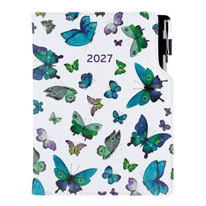 Diár DESIGN týždenný A5 2027 český - Motýle modré