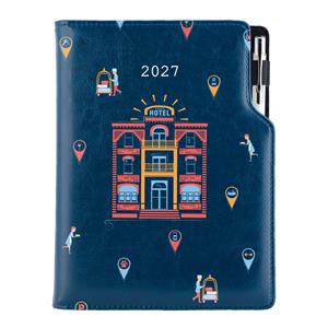 Diár DESIGN týždenný A5 2027 polský - modrá - Hotel