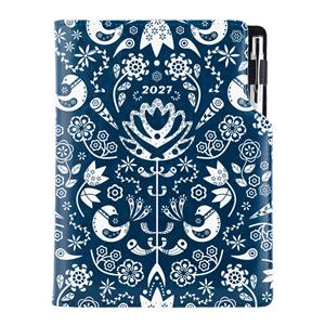 Diár DESIGN týždenný A5 2027 slovenský - modrá - Folk