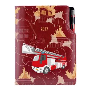 Diár DESIGN týždenný B5 2027 český - bordová - Hasič