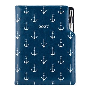 Diár DESIGN týždenný B5 2027 - modrá - Námorník - kotvy