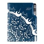 Diár DESIGN týždenný B5 2027 - modrá - Ornament