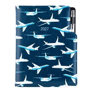 Diár DESIGN týždenný B5 2027 polský - modrá - lietadlá