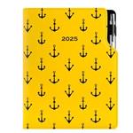 Diár DESIGN týždenný B6 2025 - žltá - námorník - kotvy
