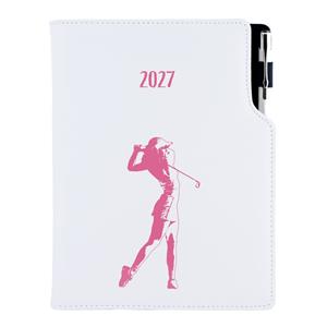 Diár DESIGN týždenný B6 2027 český - biela - Golf žena