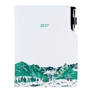 Diár DESIGN týždenný B6 2027 český - biela - hory
