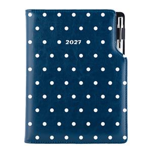 Diár DESIGN týždenný B6 2027 - modrá - Bodky