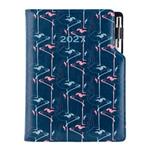 Diár DESIGN týždenný B6 2027 - modrá - Flamingo