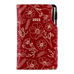 Diár DESIGN týždenný vreckový 2025 český - bordová - kvety