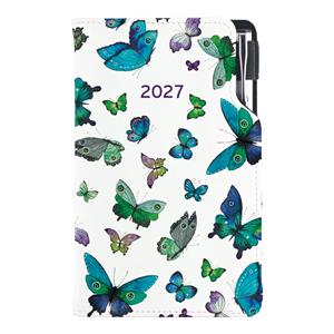 Diár DESIGN týždenný vreckový 2027 český - Motýle modré