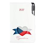 Diár DESIGN týždenný vreckový 2027 poľský - biela- Česko- vlajka