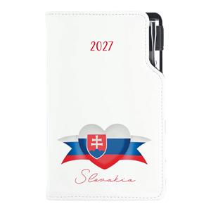 Diár DESIGN týždenný vreckový 2027 poľský - biela - Slovensko- vlajka