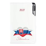 Diár DESIGN týždenný vreckový 2027 poľský - biela - Slovensko- vlajka